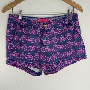 Macbeth Collection by Margaret Josephs Pink Bicycle Print Shorts size small